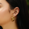 Wide Large Huggie Hoop Earrings in Gold Plated Sterling Silver