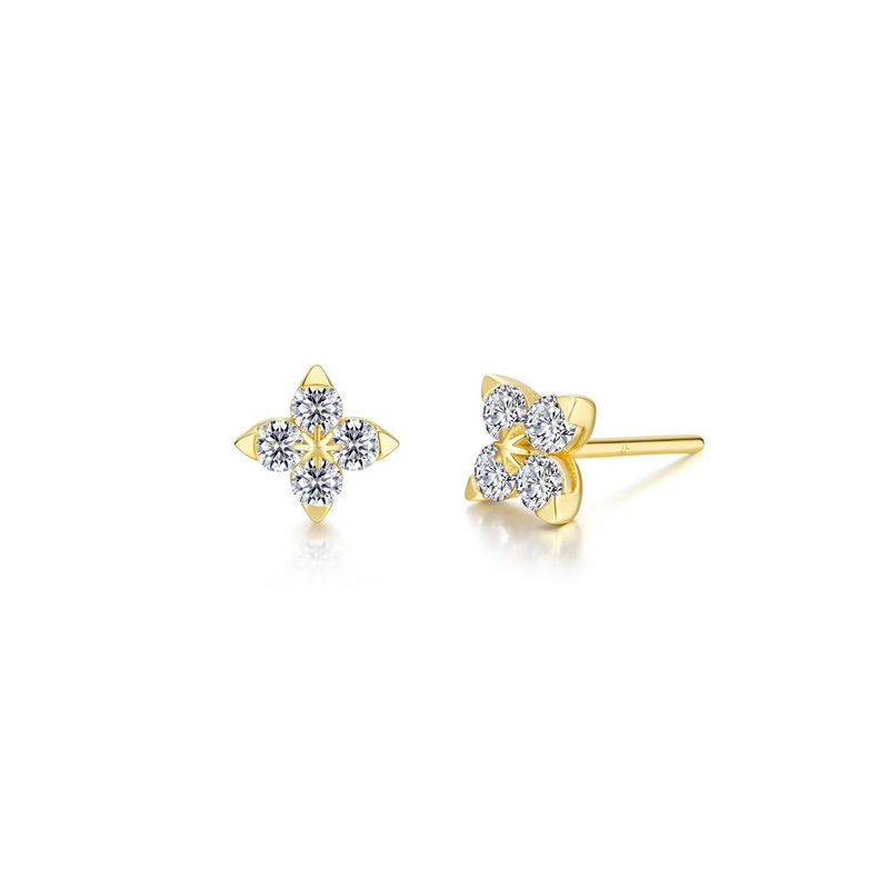 Floral Stud Earrings in Gold Plated Sterling Silver