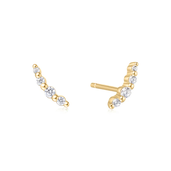 Accented Beaded Ear Climber in Gold Plated Sterling Silver