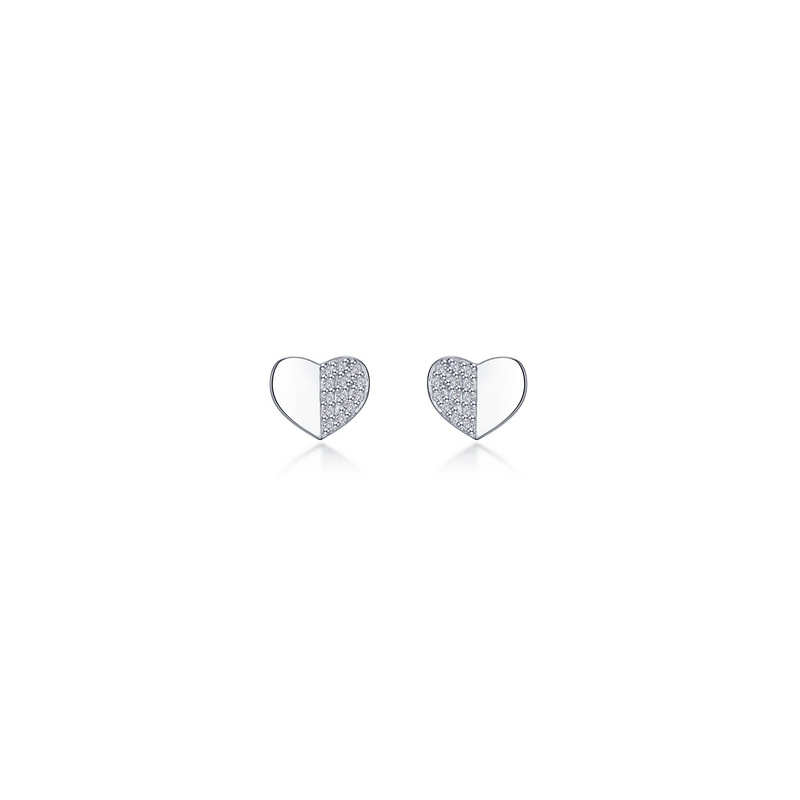 Simulated Diamond Heart Earrings in Sterling Silver