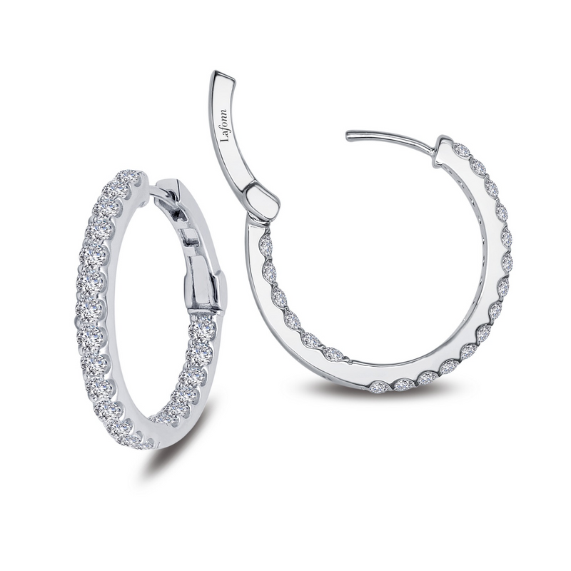 Simulated Diamond Hoop Earrings in Sterling Silver