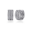 White Sapphire Multi-Row Huggie Hoops in Sterling Silver