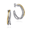 Multi-Row J Hoop Earrings in Sterling Silver & 14K Yellow Gold