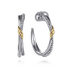 Bujukan Criss Cross J Hoop Earrings in Sterling Silver & 14K Yellow Gold