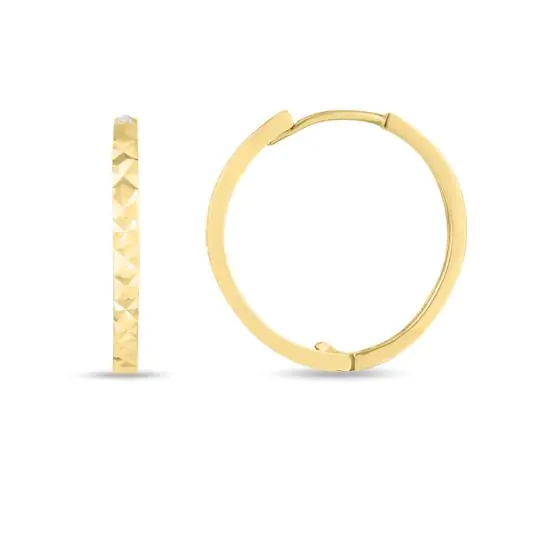 Diamond Cut Hoop Earrings in 14K Yellow Gold