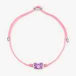 Fancy Pink Stone Cord Bracelet in Sterling Silver