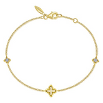 Diamond Clover Station Bracelet in 14K Yellow Gold