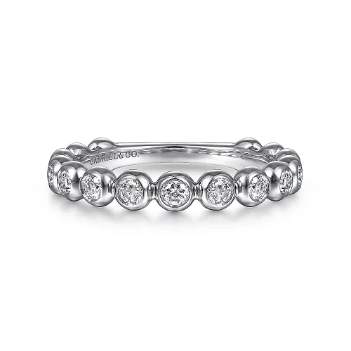 Diamond Bezel Stackable Band in 14K White Gold