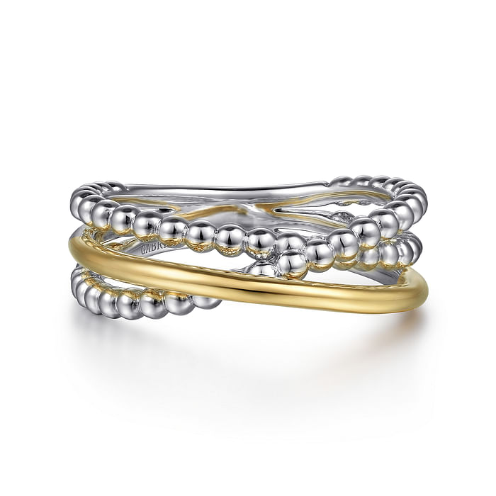 Criss Cross Ring in 14K Yellow Gold & Sterling Silver