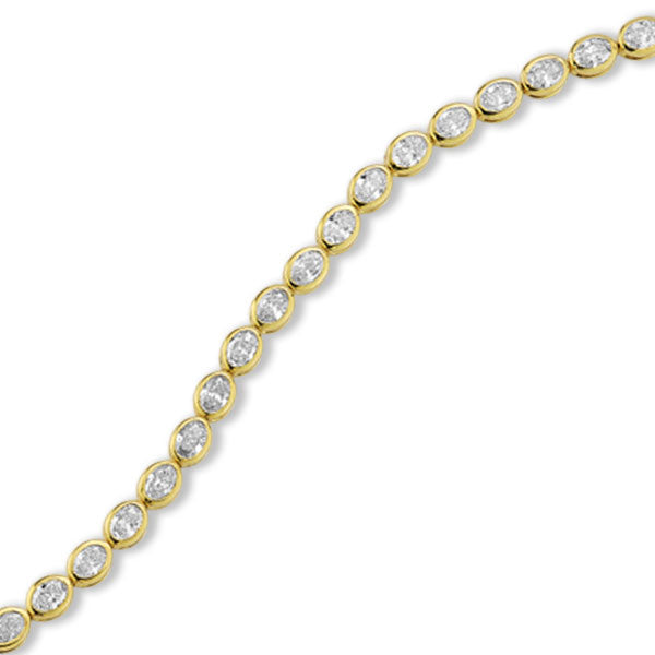 Grown Diamond Oval Bezel Bracelet in 14K Yellow Gold