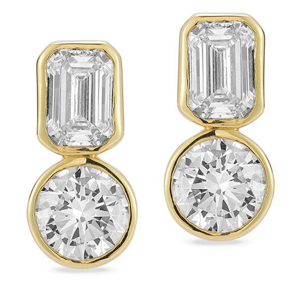 Grown Diamond Bezel Drop Earrings in 14K Yellow Gold