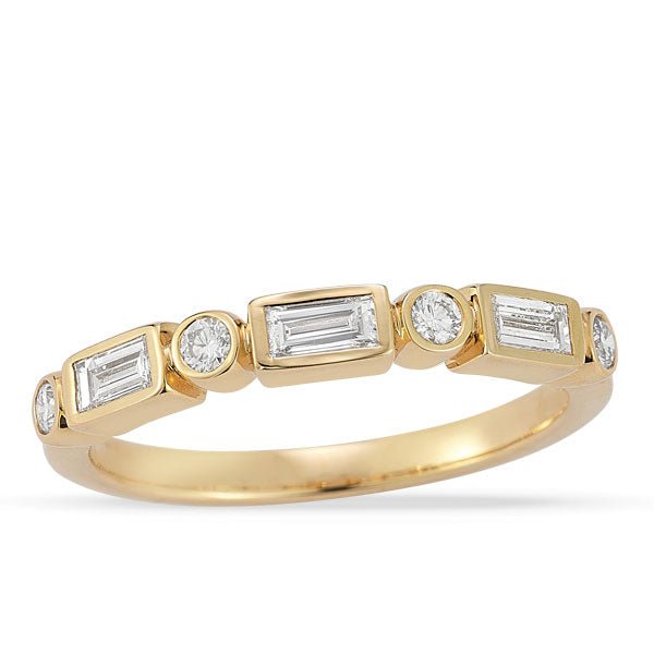 Grown Diamond Baguette & Round Band in 14K Yellow Gold