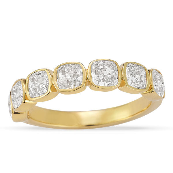 Grown Diamond Cushion Bezel Band in 14K Yellow Gold