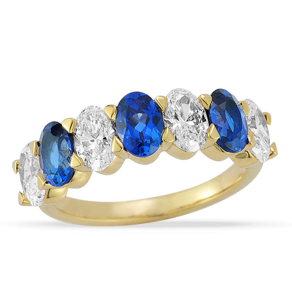 Grown Diamond and Sapphire Band in 14K Yellow Gold