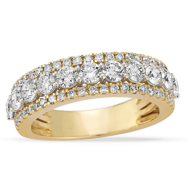 Grown Diamond Triple Row Band in 14K Two Tone Gold