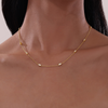 Simulated Diamond Station Necklace in Gold Plated Sterling Silver