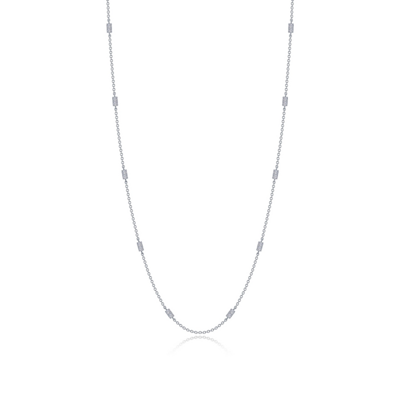 Simulated Diamond Station Necklace in Sterling Silver