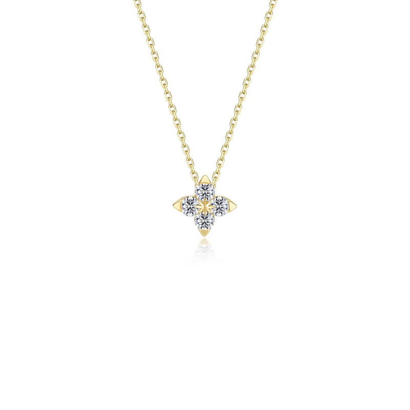 Floral Pendant Necklace in Gold Plated Sterling Silver