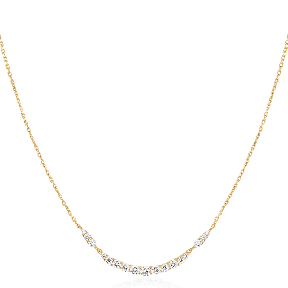 Pave Arc Necklace in Gold Plated Sterling Silver