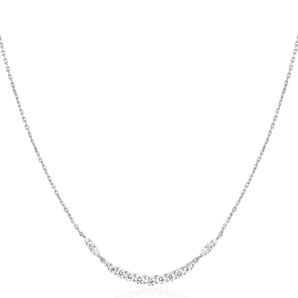 Pave Arc Necklace in Sterling Silver