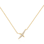 Pave Kiss X Necklace in Gold Plated Sterling Silver