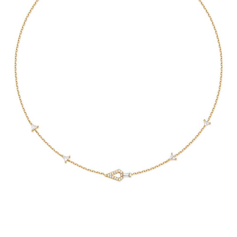 Geometric Satellite Necklace in Gold Plated Sterling SIlver