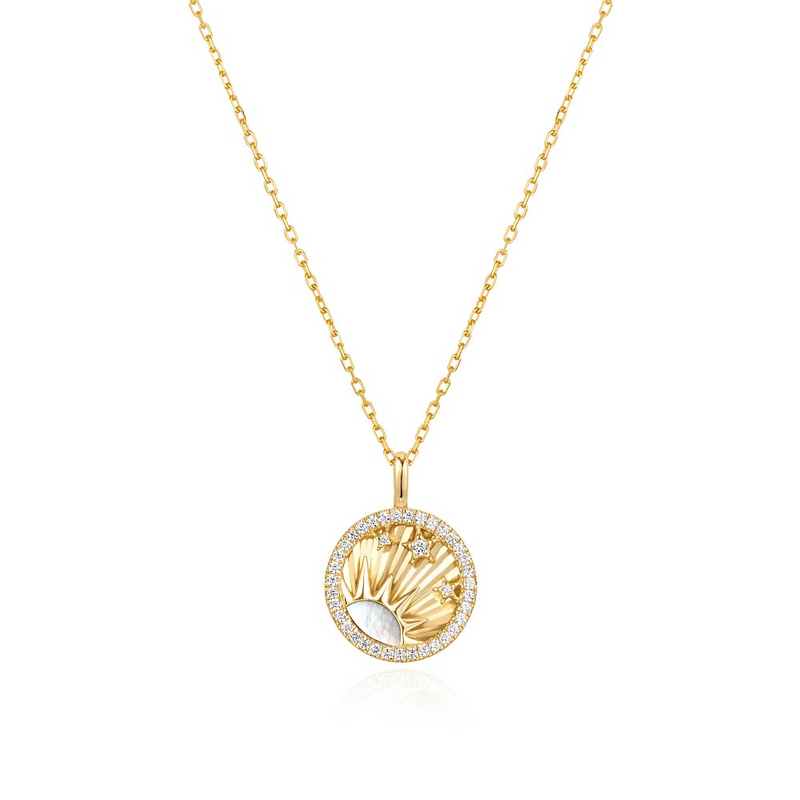 Sun & Star Disc Necklace in Gold Plated Sterling Silver