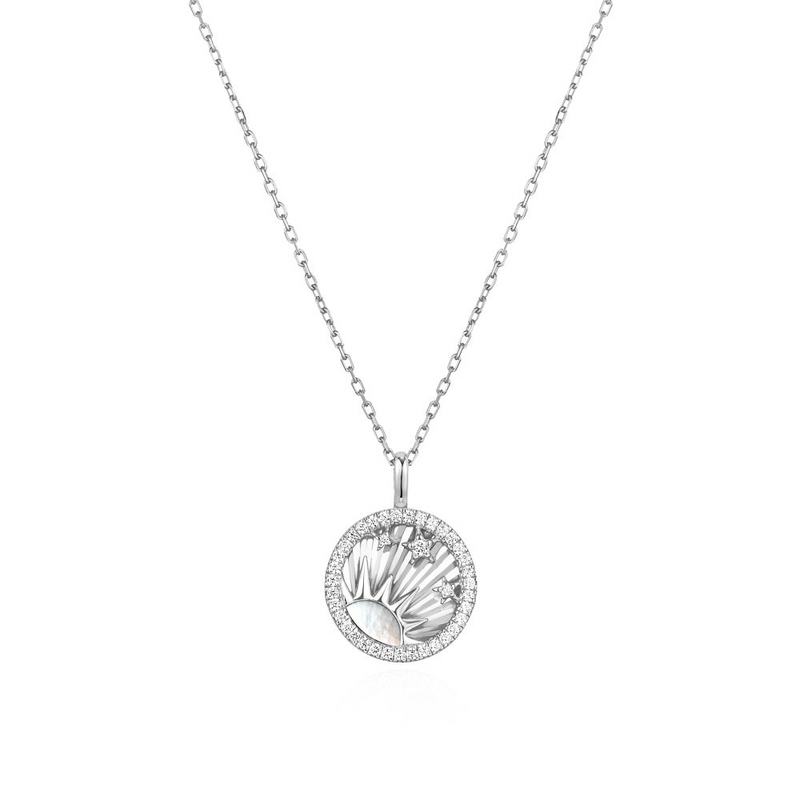 Sun & Star Disc Necklace in Sterling Silver