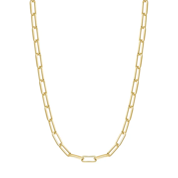 Paperclip Link Necklace in Gold Plated Sterling Silver