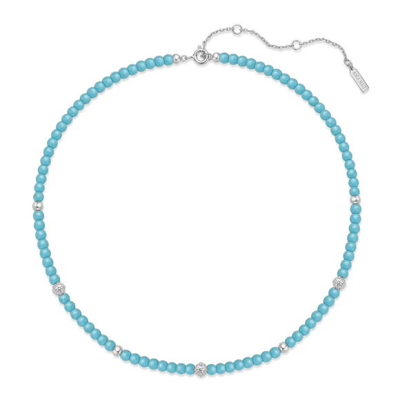 Created Turquoise Necklace in Sterling Silver