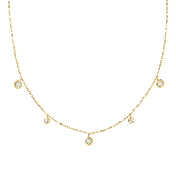 Kyoto Opal Station Necklace in Gold Plated Sterling Silver