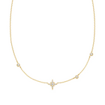 Star Cubic Zirconia Station Necklace in Gold Plated Sterling Silver