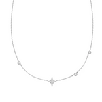 Star Cubic Zirconia Station Necklace in Sterling Silver