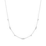 Bezel Cubic Zirconia Station Necklace in Sterling Silver