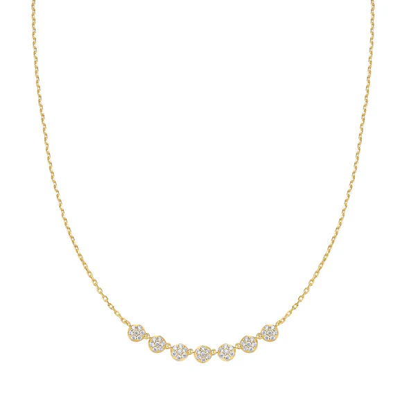 Pavé Multi Beaded Chain Necklace in Gold Plated Sterling Silver