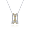 Diamond Cross-Over Necklace in 14K Two Tone Gold