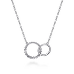 Beaded Double Circle Necklace in Sterling Silver