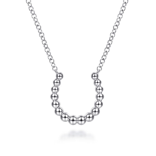 Bead Horseshoe Necklace in Sterling Silver