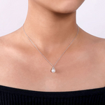 Diamond and Pearl Necklace in 14K White Gold