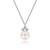 Diamond and Pearl Necklace in 14K White Gold