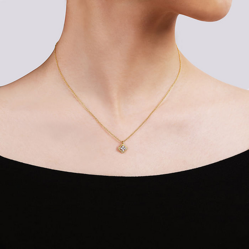 Diamond Clover Necklace in 14K Two Tone Gold