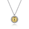 Round Fashion Pendant in 14K Yellow Gold & Sterling Silver