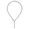 Y Textured Paperclip Chain Necklace in Sterling Silver