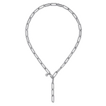 Y Textured Paperclip Chain Necklace in Sterling Silver