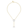 Diamond Circle and Bar Y-Knot Necklace in 14K Yellow Gold