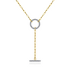 Diamond Circle and Bar Y-Knot Necklace in 14K Yellow Gold