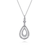 White Sapphire Teardrop Pendant Necklace in Sterling Silver