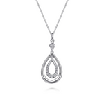 White Sapphire Teardrop Pendant Necklace in Sterling Silver