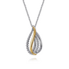 Multiple Row Teardrop Pendant Necklace in 14K Yellow Gold & Sterling SIlver