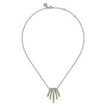 White Sapphire Multiple Row Pendant Necklace in 14K Yellow Gold & Sterling Silver